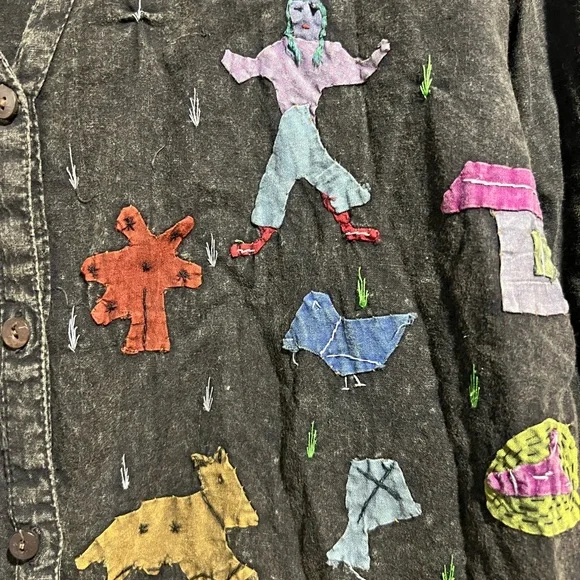 Patched Black Button-Up Shirt - Picture 5 of 8